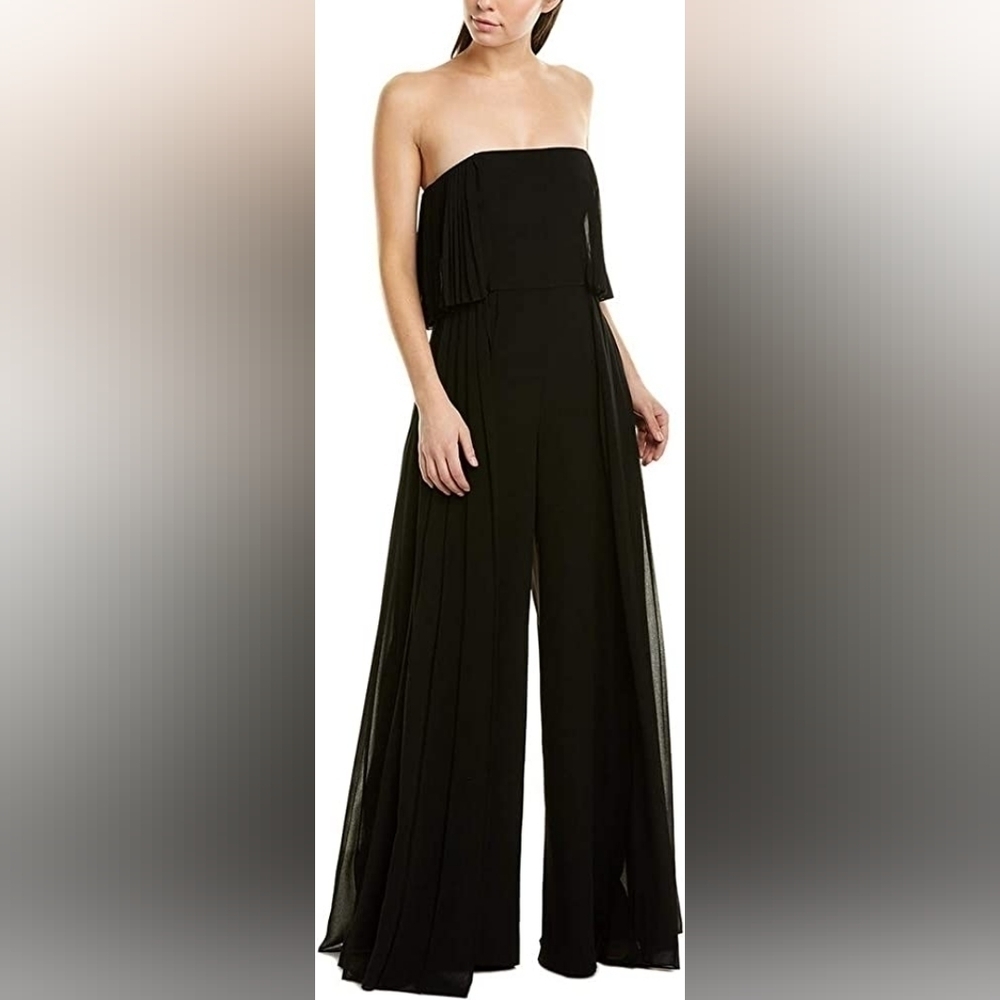 Halston Heritage Strapless Pleated Jumpsuit   Evening Collection Size 0&14